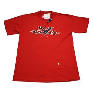 Jerzees Shirt Mens M Red Crew Neck Short Sleeve Embroidered Activewear